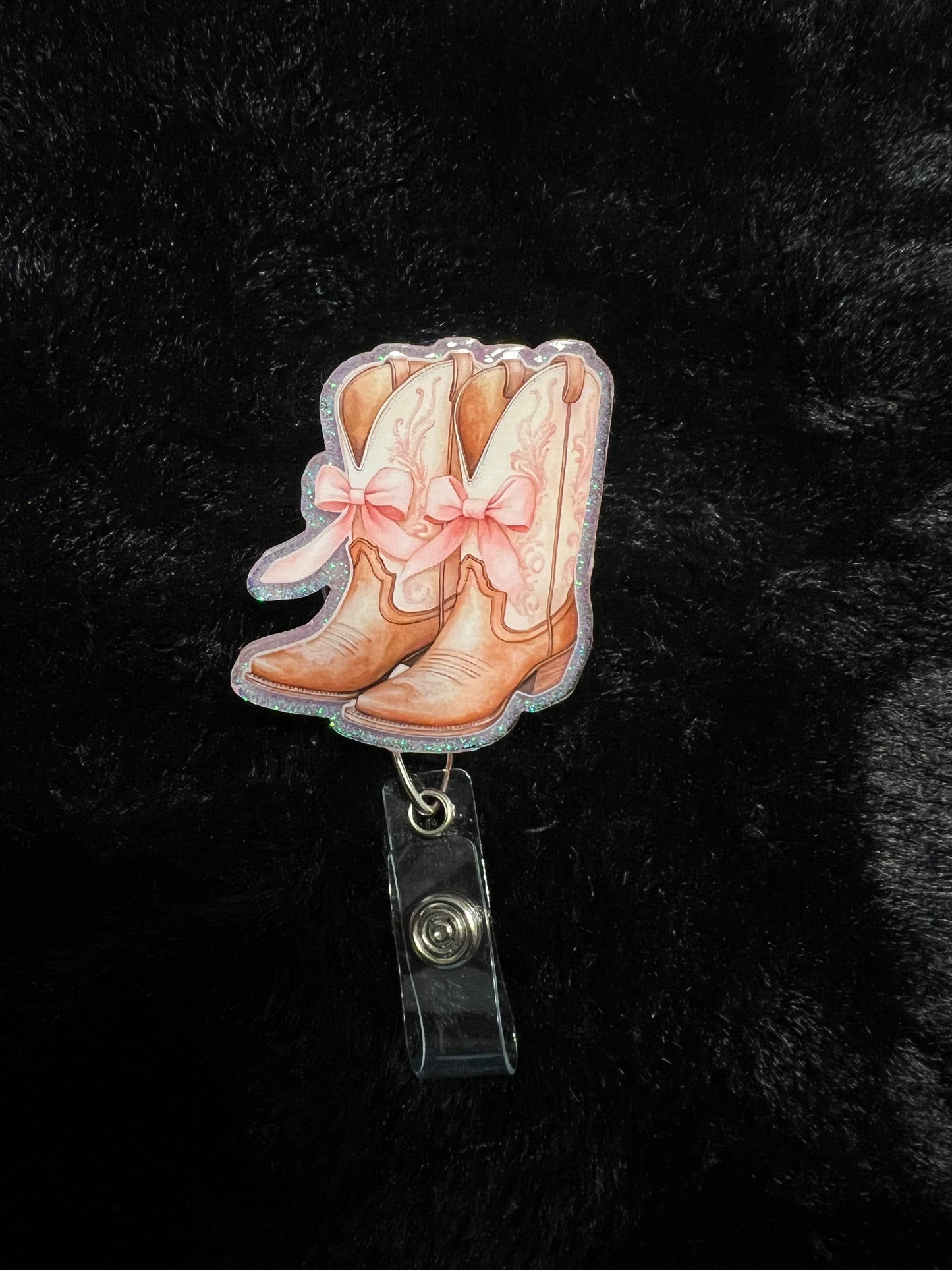 Cowgirl Boots With Bow Badge Reel