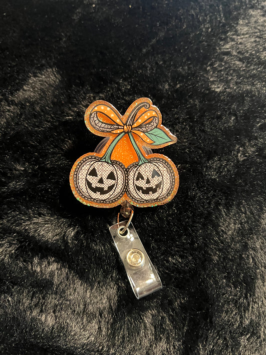 Pumpkin Face Badge Reel